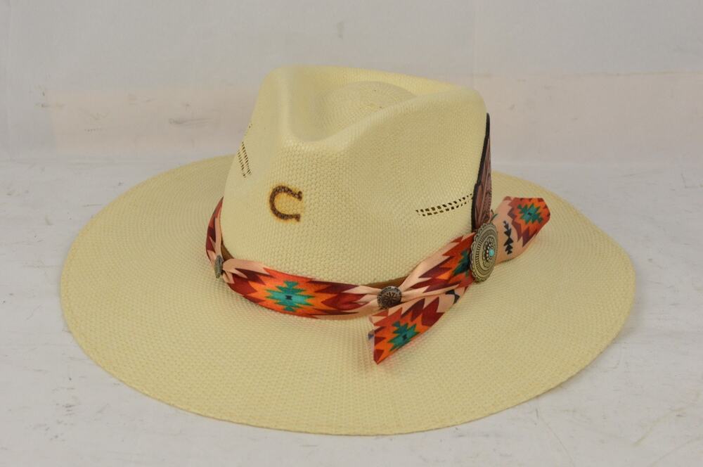 Charlie 1 Horse Women's Ivory Navajo Style Felt Cowgirl Hat Size M 3 3/4